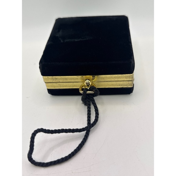 Lady Ronson Other - Vintage Lady Ronson Superbe Black Velvet Jewelry Trinket Box Case Gold Trim 1950